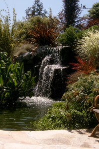 One of several waterfalls at Pikake Gardens.