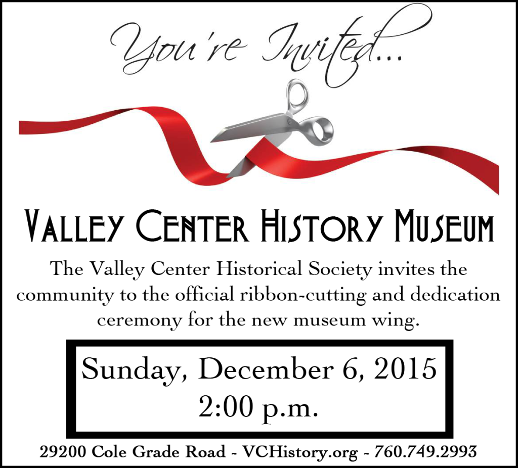 Valley Center Historical Society dedicates new wing on Dec. 6