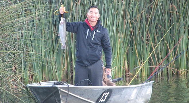 Thai Dinh hooked the first fish of the season at Lake Wohlford.