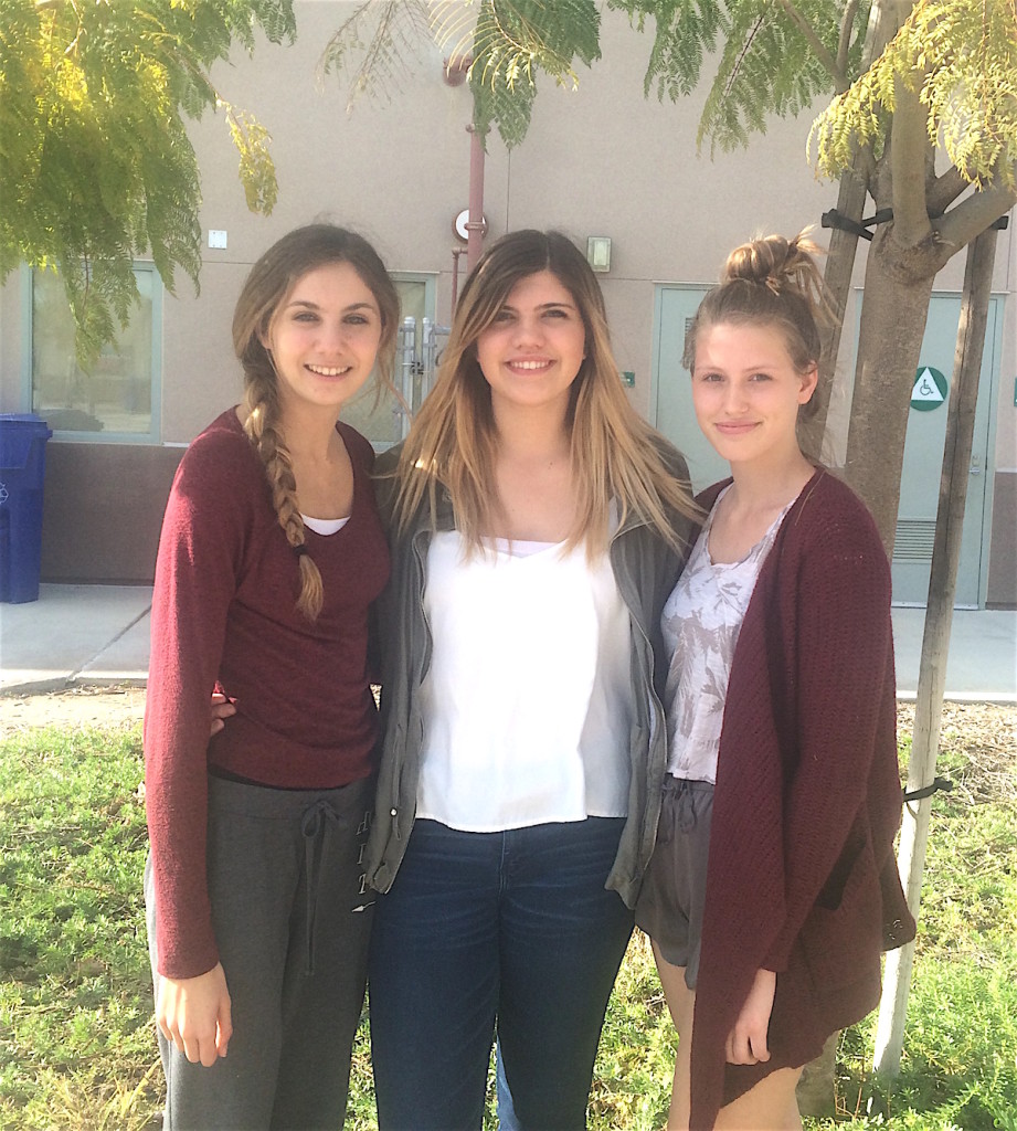 (Mission Vista High School Debate Team (l-to-r):: Katherine McGraw, Megan McDonald, and Raquel Pariz)