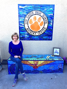 Martha Rafter was looking a bit bluish at her Los Gatos High School memorial bench installation for a 17-year-old Cancer patient who succumbed to the disease.