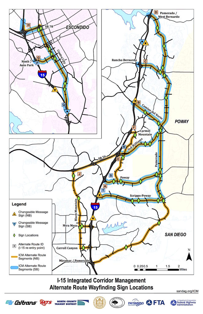 Meet what transportation officials term I-15 Integrated Corridor Management Alternate Route Wayfinding Sign Locations.