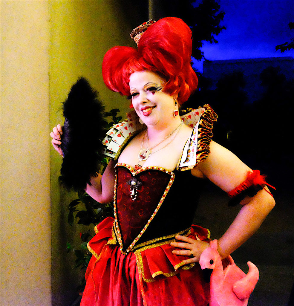 Melinda Kimberley Layden portrayed the Queen of Hearts for the "My Hero and Unlocking Wonderland" preview party.