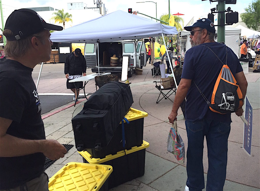 Bernie people closing up their booth Sunday.