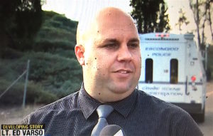 Escondido police Lt. Ed Varso briefing reporters. (CW6 screen shot)