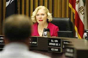 former County Supervisor Pam Slater-Price i=during a board meeting.