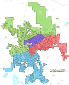 Escondido Council Districts: District 3 in red, District 4 in blue.